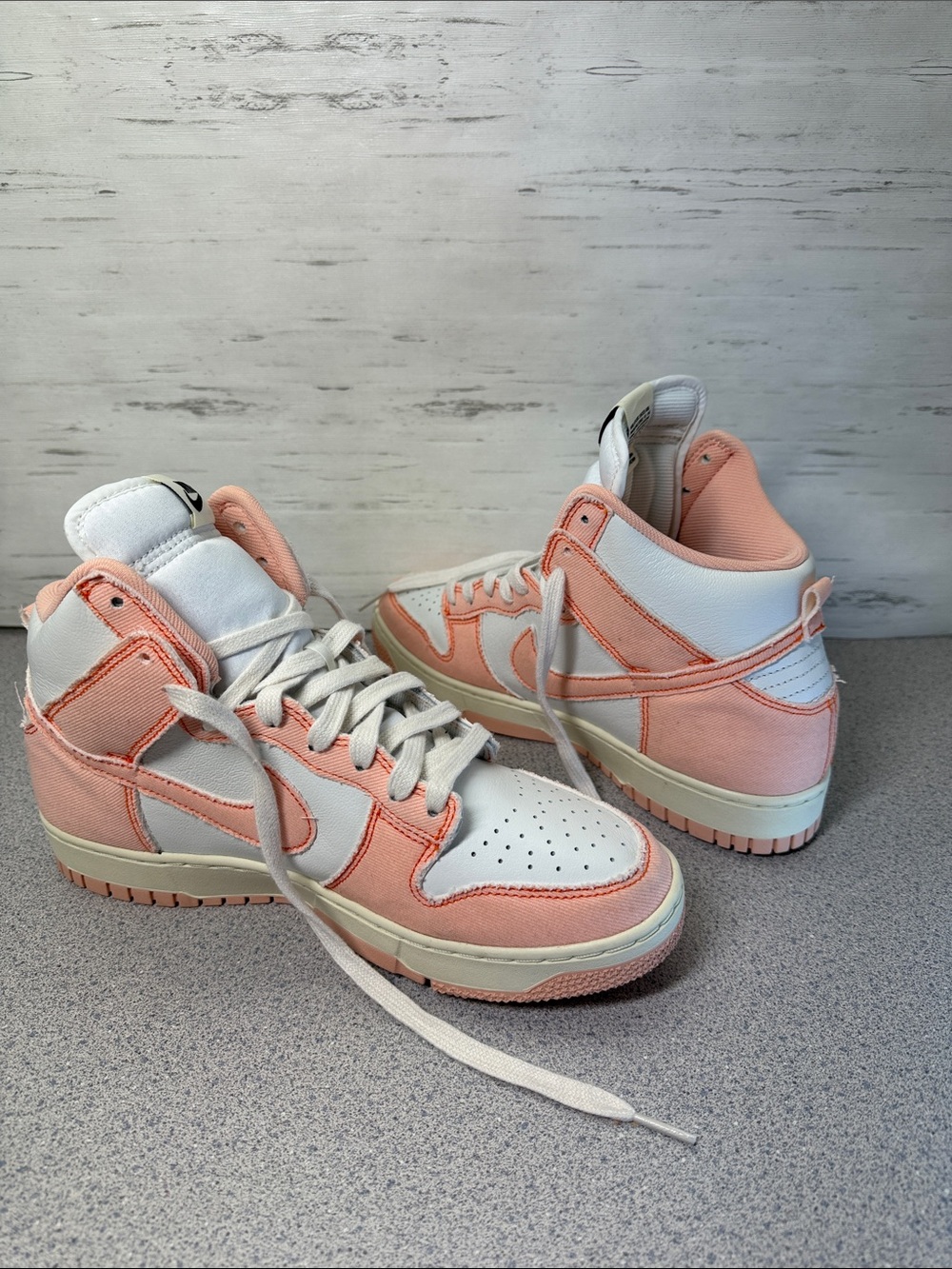 Nike Women's High-Top Sneakers in Peach and White - Picture 5 of 10